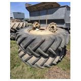 2- 18.4-34 Tractor Tires On 34" IH Rims,