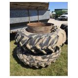 2- 18.4-34 Tractor Tires On 34" IH Rims,