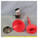 3- Funnels & Oil Can