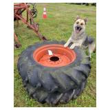 Set Of 2- 8 Bolt Rims & 12.4-24 Tires