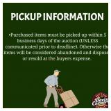 Pickup Information - $5 Loader Fee Per Lot