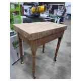 Vintage 3" Butcher Block Island On Castors
