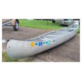 17ft Aluminum Canoe - W/ Wooden Oars