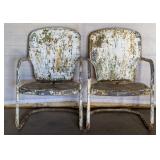 2 Vintage Metal Lawn Chairs