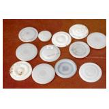 12 Porcelain/ Milk Glass Lids