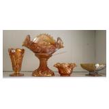 4 Carnival Glass Pieces