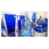 8 Pieces of Blue Glassware