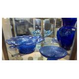 7 Pieces of Blue Glassware