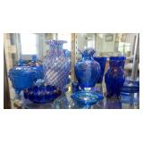 8 Pieces of Blue Glassware