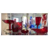 8 Pieces of Red Glassware