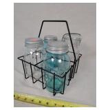 4- Quart Jars In Wire Basket