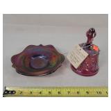 Fenton Red Carnival Bell & Iridescent Plate