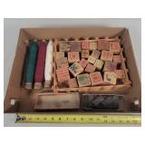 Vintage Thread Spools & Wood Blocks