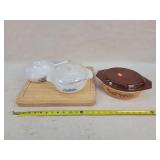 Cutting Board, Pyrex, & Corningware