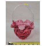 Fenton Cranberry 6' Basket Vase