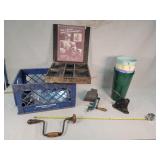 Idealid Wood Box, Tin Baskets, Press, Misc.