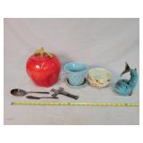 Apple Cookie Jar, Mccoy Planter, Jewelry Tea Bowl