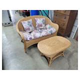 Wicker Love Seat And Coffee Table