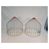 2- Vintage Wire Chicken Feeder Tops