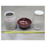 Stoneware Bowl, 1 Gal Jar, & Stoneware Jar