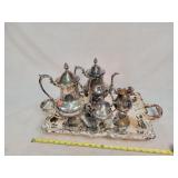 Silver Plate Serving Set With Tea Pitchers