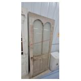 Antique Wood Door W/ Arched Glass