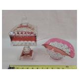 1950's Westmoreland Ruby Candy Box & Bowl
