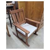 Child's Oak Rocking Chair With Leather Seat