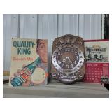 7UP Poster, DR Pepper Clock, & 1985 Calendar