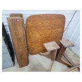 45' Antique Oak Dining Table Set With Many Leaves