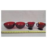 Ruby Red Berry Bowls & Sugar & Creamer