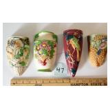 4 Vintage Wall Pockets