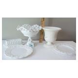 5 Milk Glass Pieces
