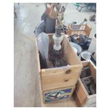 2- Wooden Boxes, Vintage Lamp, Currier & Ives