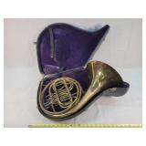 Brass French Horn With Case