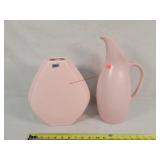 2- Haager Pail Pink Pottery Vases / Pitcher