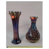 Northwood 9' & 10't Beautiful Carnival Glass Vas