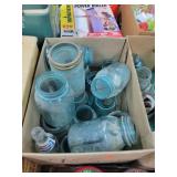 Box Of Blue Ball Jars That Need A Bath
