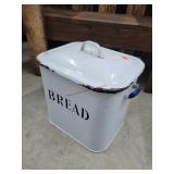 Vintage Enamel Bread Box W/lid 12' H