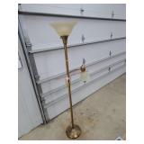 70' H Brass Floor Lamp, Broken Shade