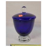 Cobalt Blue Glass Lidded Jar 9'H