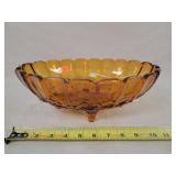 Amber Carnival Glass Fruit Bowl