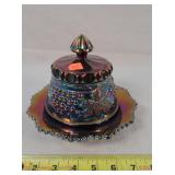 Carnival Glass Butter Dish With Lid - Cracked