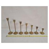 Set Of Seven Brass Candlesticks, 3' - 9' Tall