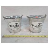 2- Schley Cheese 1981 Christmas Tin Buckets