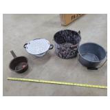 4- Vintage Enamel Pieces Including Strainer