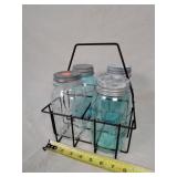 4- Quart Jars In Wire Basket