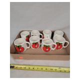 8- Ceramic Apple Motif Mugs