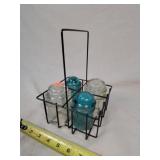 4- Glass Insulators In Wire Caddy