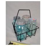 4- Quart Jars In Wire Basket